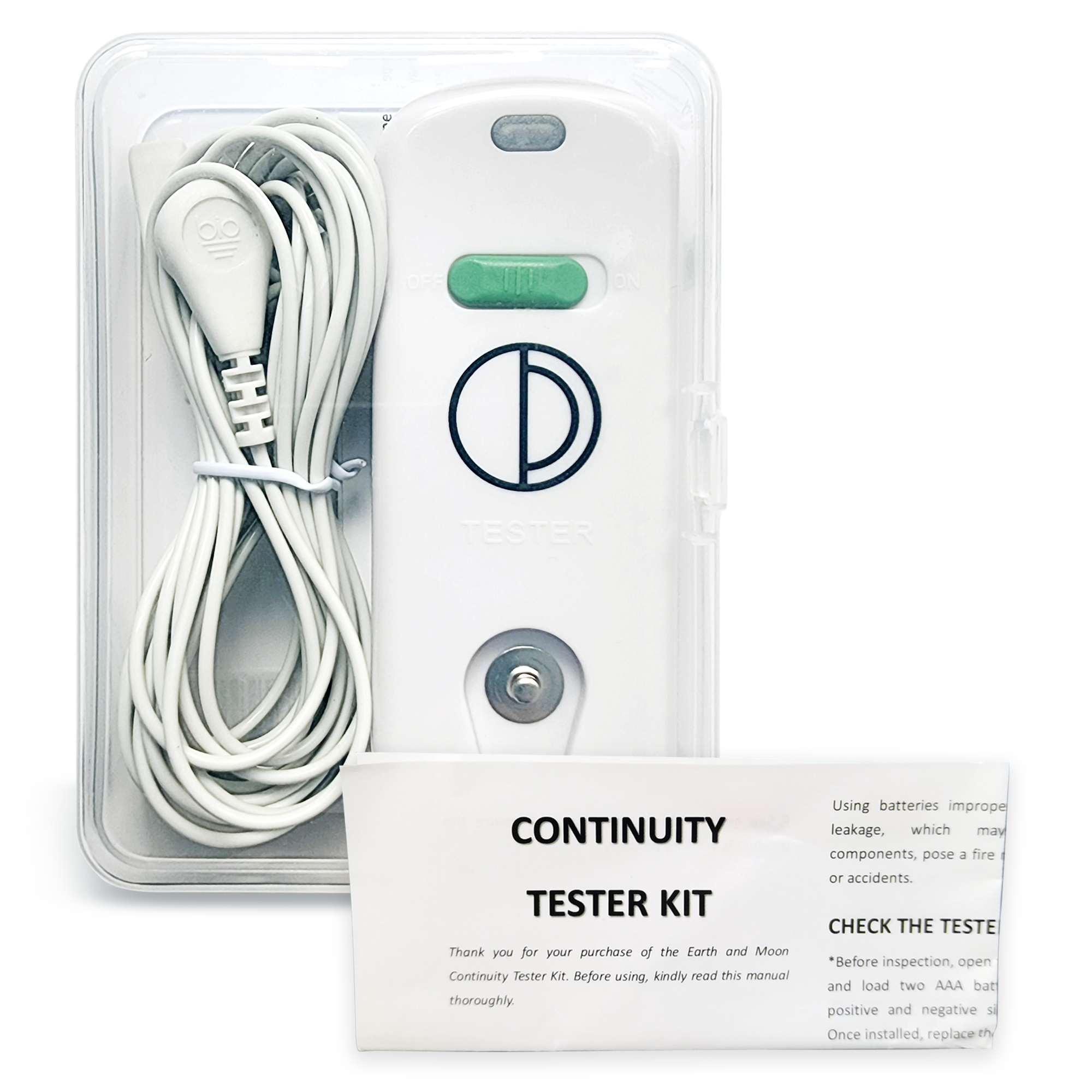 Earth and Moon Earthing Continuity Tester Kit with free grounding cord and easy to read manual