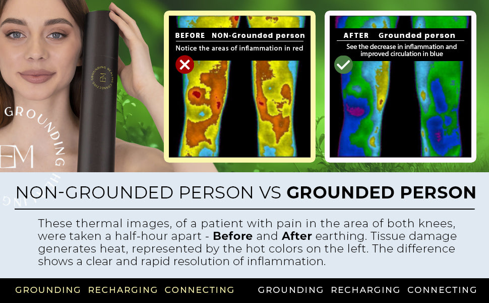 Non-grounded person vs. grounding person after using the Earth and Moon grounded meditation mat